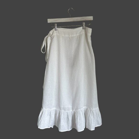 NWT - Voloshin X The Mom Edit Linen White Gigi Wrap Ruffle Skirt - Size M - Picture 3 of 13